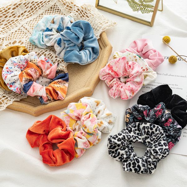 

3 pcs/set velvet scrunchie pack women hair scrunchies scrunchy elastic hairbands girls headwear ponytail holder cute hair ties, Pink