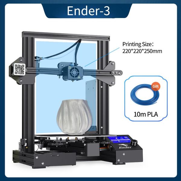 

printers creality 3d printer ender-3 diy kit 220*220*250mm printing size -8 extruder magnet build plate meanwell power