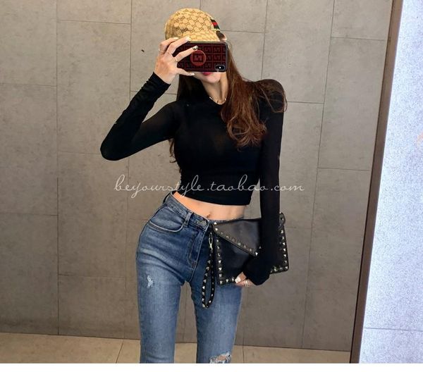 

women's t-shirt spring lady black solid red slim fit tee women highstreet casual long sleeve short tshirt female girls t shirt, White