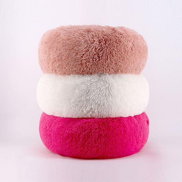 

kennels & pens round plush cat bed house soft long pet dog for small dogs cats nest winter warm sleeping puppy mat