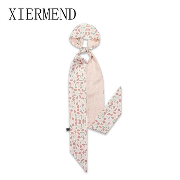 

scarves 2021 printed strip little fairy scarf hair silk female south korean joker wrist ribbon and long women skinny, Blue;gray
