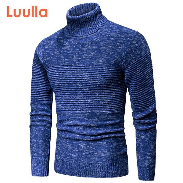 Luulla Uomo Primavera Casual lavorato a maglia di cotone dolcevita maglioni pullover uomo autunno marca moda colore misto maglione uomo 211014