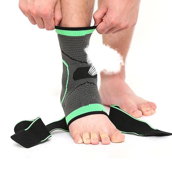 

sport ankle brace protector compression support pad elastic nylon strap for football basketball, Blue;black