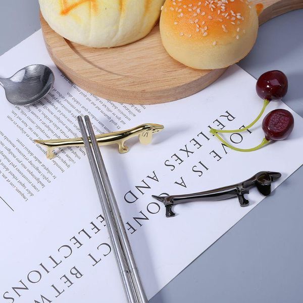 

chopsticks k3na zinc alloy lovely dog stand rack spoon fork knife rest storage holder decoration