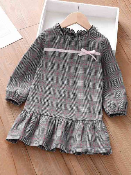 

baby glen plaid ruffle hem dress she, Red;yellow