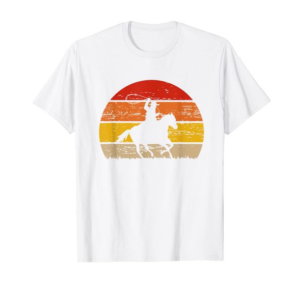 

cowboy farmer horse sunset retro vintage gift birthday t-shirt, White;black