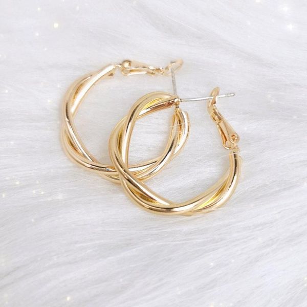 

hoop & huggie simple twist gold color big earring for women statement fashion large circle round earrings party jewelry accessories, Golden;silver