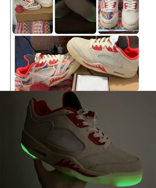 

5 low chinese new year men basketball shoes 5s sail chile red-opti yellow-pearl white mens outdoor sneakers trainers sports dd2240-100 with