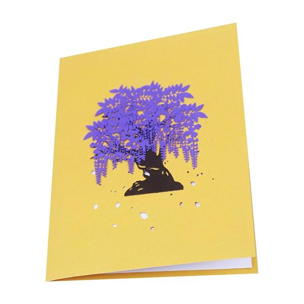 

hollow paper carved wisteria flower stereo handmade greeting card 3d up cards lavender laser cut post party