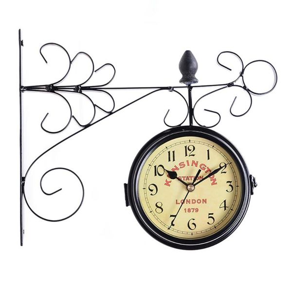 

wall clocks garden mounted clock outdoor dual sided hanging bracket indoor
