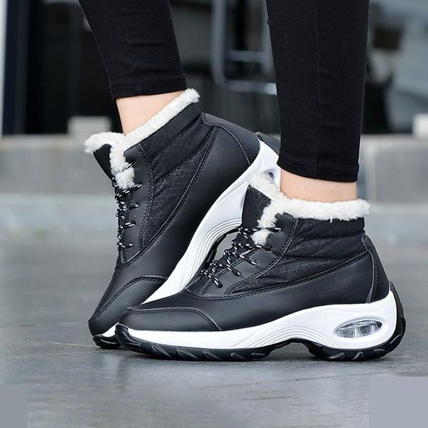 

boots woman winter waterproof snow outdoor warm fur plush non-slip sport shoes anti-slippery walking sneaker botas de mujer, Black