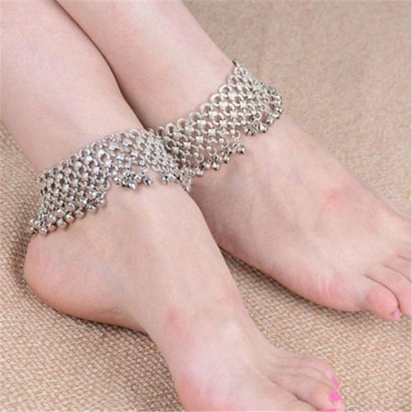 

anklets women vintage anklet chain bell beads tassel ankle bracelet foot jewelry, Red;blue