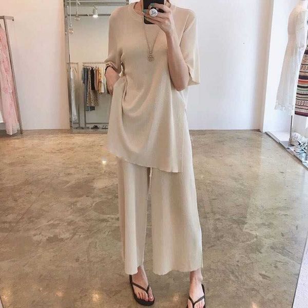 

women's two piece pants 2 sets womens outfits spring blouse women shirt long sleeve high waist wide leg trousers set office owud, White
