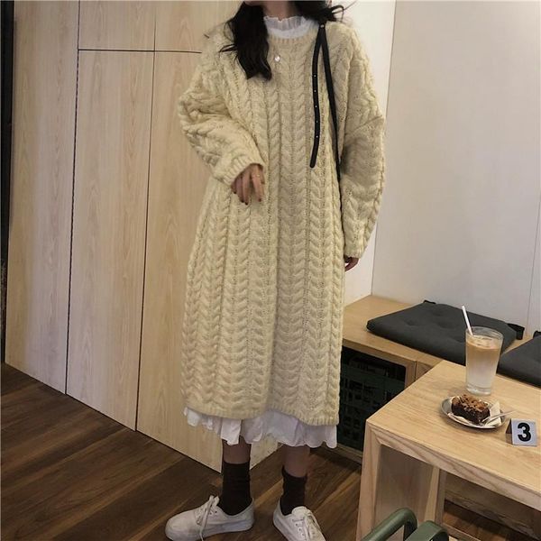 

women's sweaters twist sweater jacket autumn winter 2021 korean lazy style loose medium length long sleeve, White;black