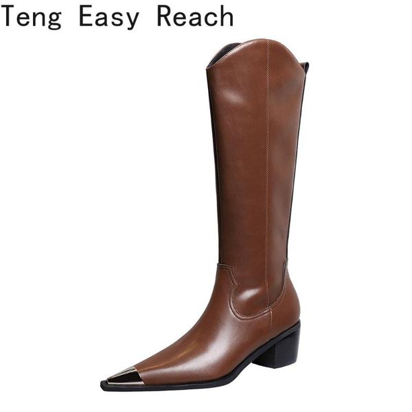 

boots winter western cowboy women embossed microfiber leather pattern high heels cowgirl knee-length boot shoes bottes femmes, Black