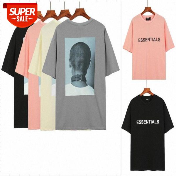 

streetwear men fog essentials double-line high street character head print round neck short-sleeved t-shirt #3i70, White;black