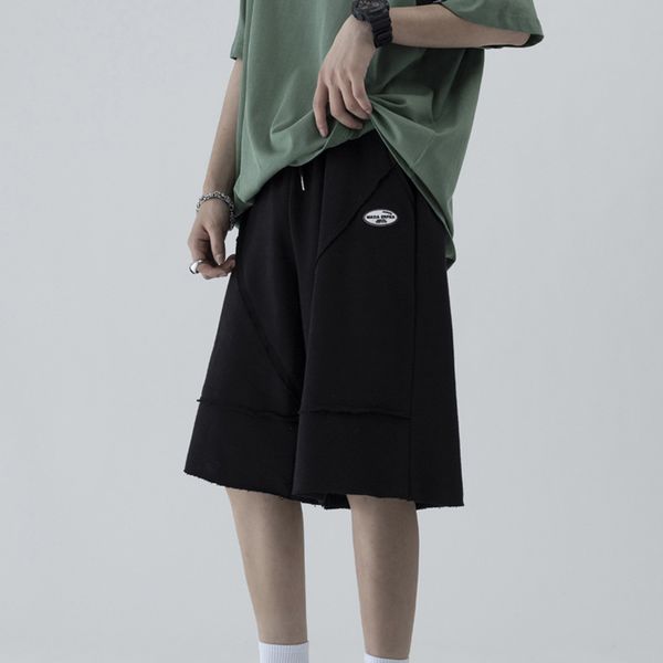 

2021 solid color summer burrs splicing movement short male five points female casual beach shorts k1022, White;black