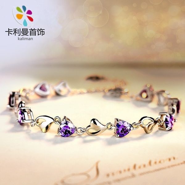 

s925 sterling silver bracelet female korean version couple's simple personality mori department hand ornament 520 gift for girlfriend, Black