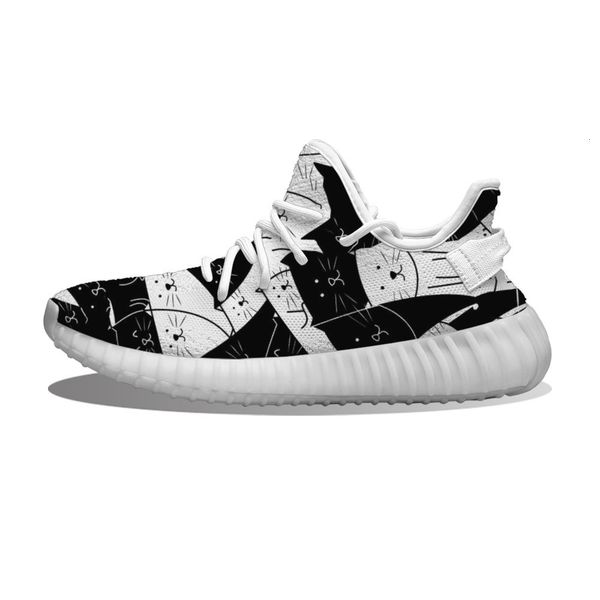 

diy custom funny black white cat running sho mh printed mens womens trainers outdoor sports sneakers