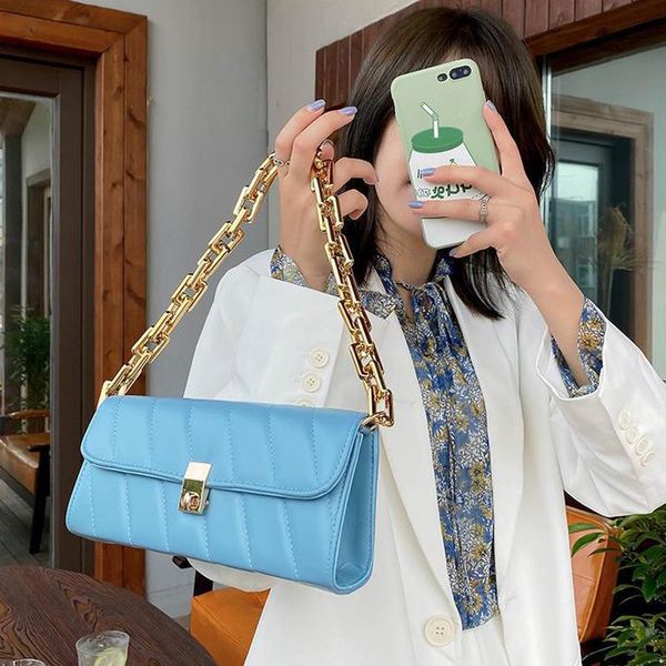 

female bag fashion pu shoulder messenger bags for women luxury metal chain strap solid versatile handbag