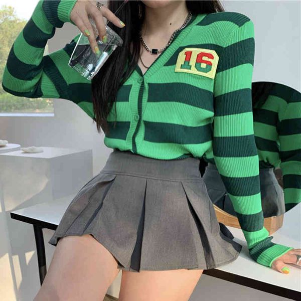 

women's sweaters pure korean desire thin striped girl sleeve cardigan sweater nlcg, White;black