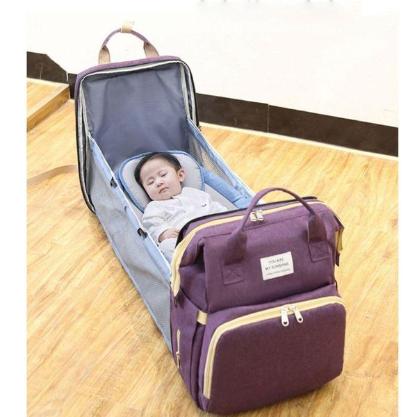 

backpack baby infant nappy changing bag portable large capacity folding crib diaper stroller straps for travel outdoor