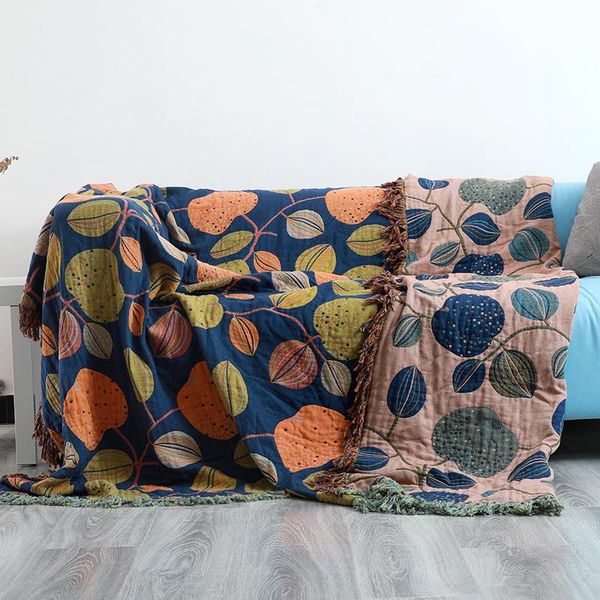 

blankets 100% cotton gauze bed sofa cover chic tassel multifunction travel breathable throw blanket fruit muslin summer