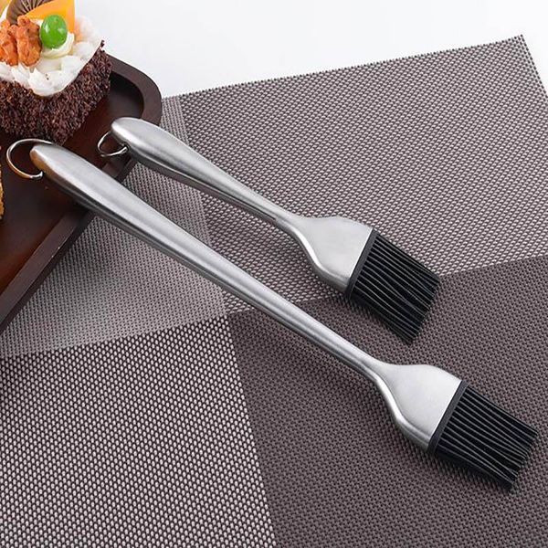 

tools & accessories heat-resistant grill brus stainless steel bbq brush solid silicone bake bolosy nontoxic outdoor barbecue kitchen 1pcs/se