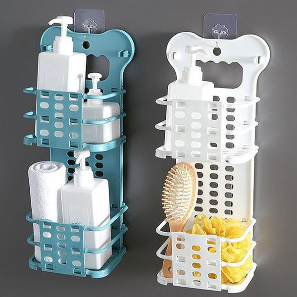 

storage baskets multifunctional foldable 2 layers seasoning jars bottles shelf rack wall mounted bathroom kitchen organizer