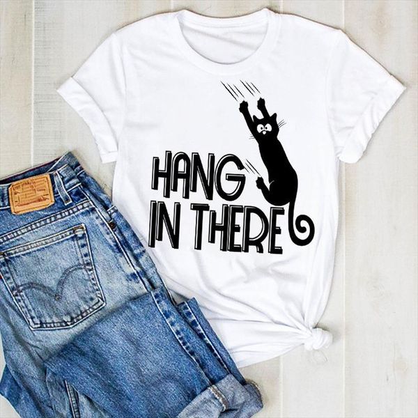 

and women lady cartoon cat mens t shirts funny 90s print fashion summer ladies tee womens female clothes graphic, White;black