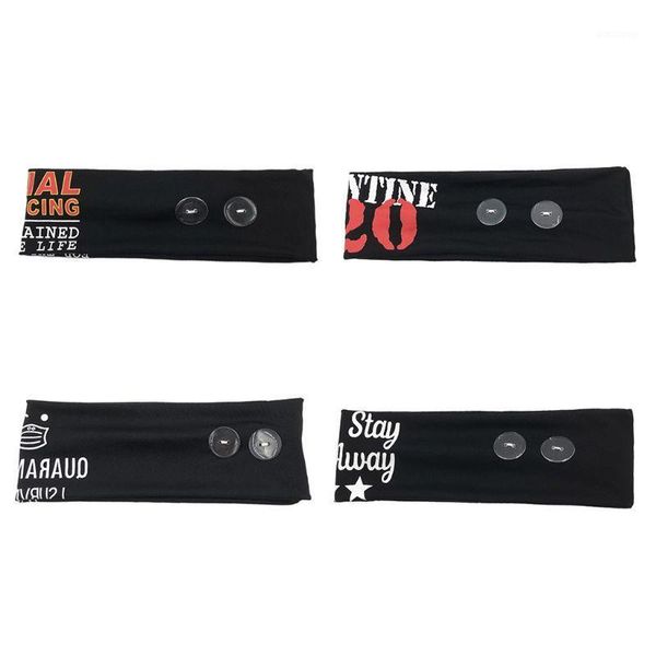 

men women yoga wide headband with protect ears buttons funny social distancing letters printed hair band sweat headwrap1