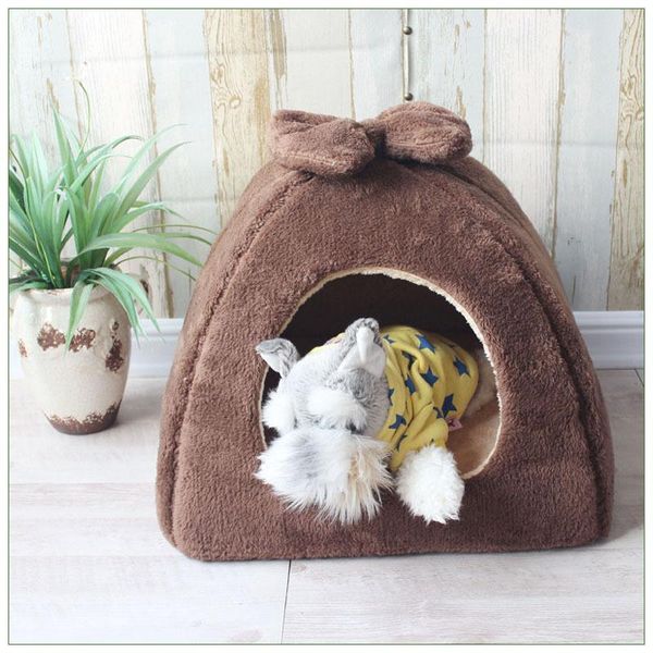 

cat beds & furniture triangular three-dimensional bowknot brindle pet house bed with scraper and mat