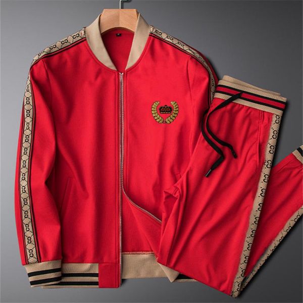 

men's tracksuits european and american fashion spring autumn street hip-hop baseball collar slim version of the leisure sports suit, Gray