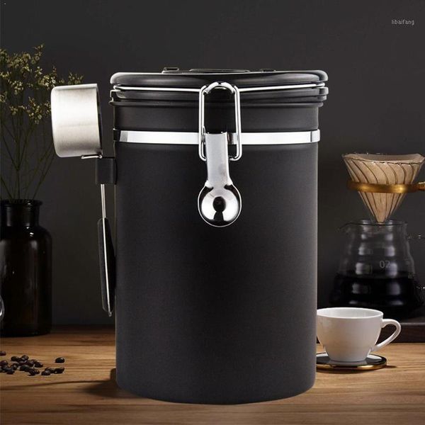 

storage bottles & jars stainless steel sealed tank moisture-proof kitchen milk jar coffee grains supplies bean pot tea box po y1p9