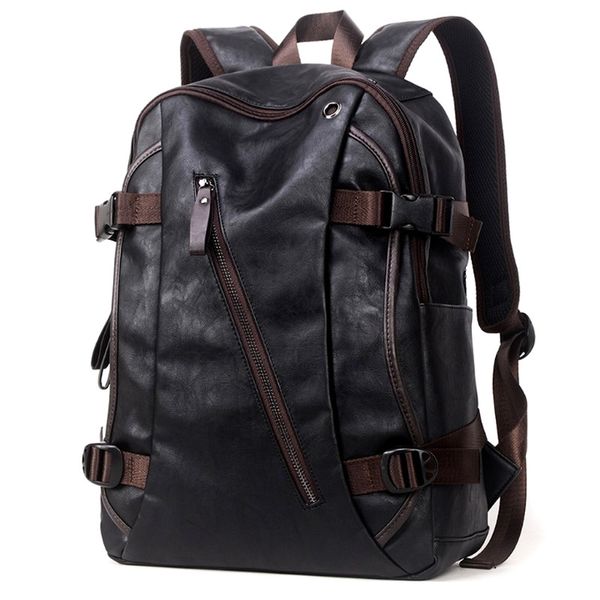 Mochila Masculina Moda Hight Qualidade Casual À Prova D 'Água Faux Leather Leather Mulheres Travel School Bag Black Brown