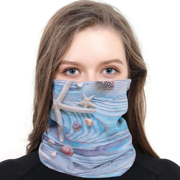 

scarves seashell starfish summer theme wooden board neck gaiter magic scarf mens ladies rectangular hijab custom, Blue;gray