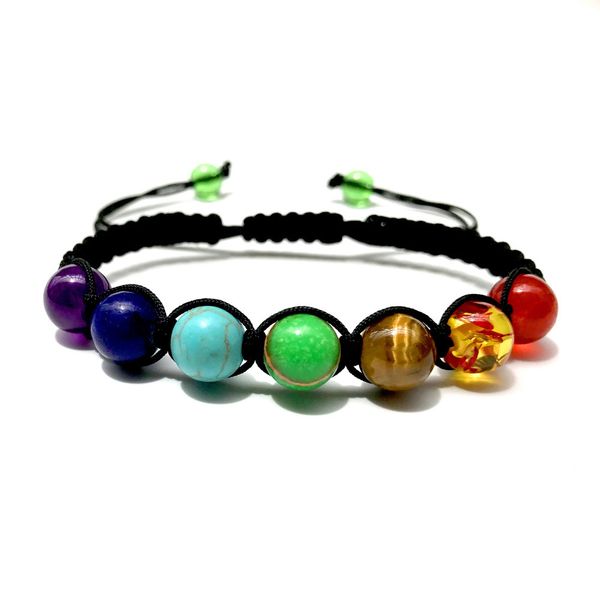 

bijoux de mode bracelet en pierre arc-en-ciel Ã sept couleurs, bracelet tissÃ© reiki, Ã©quilibre de la mÃ¨re, yoga, roue Ã sept pulsions, jewel, Black