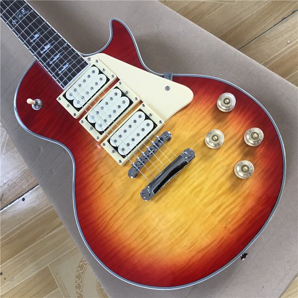 

sell custom electric guitar classic yellow color mahogany rosewood fingerboard 3 pickup can come to figure ace frehley factory direct delive