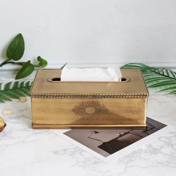 

tissue boxes & napkins european brass box hand carved flowers decorative living room deskpaper retro art home decoration ornaments
