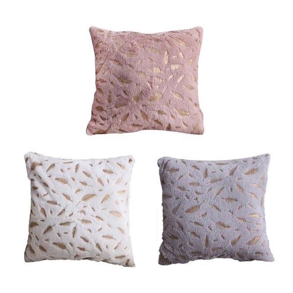 

pillow case throw cover with feathers pattern plush cushion covers soft pillowcase