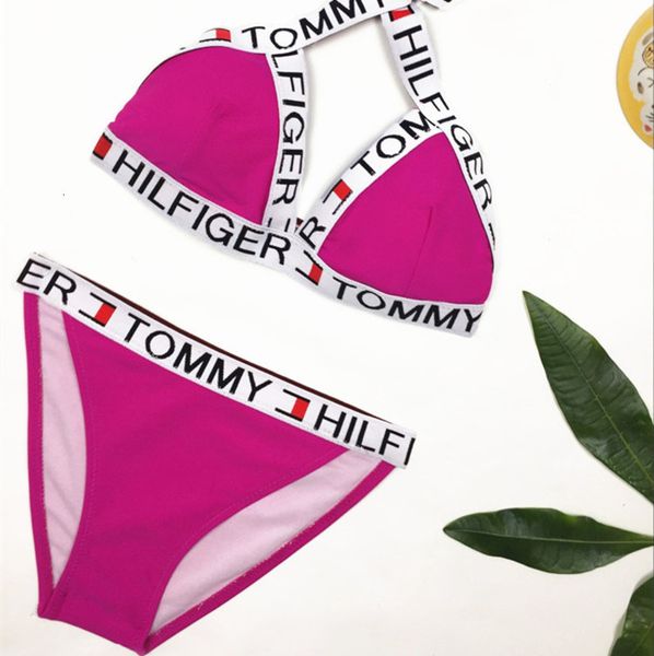 

letter elastic single gathered triangle bikini swimsuit female, Black;white