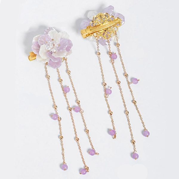 Haarspangen Haarspangen Vintage chinesischen Stil Kristall Quaste Pin Blume Clip Griffe Kopfschmuck Frauen Mädchen Stirnband Tiara Zubehör XH