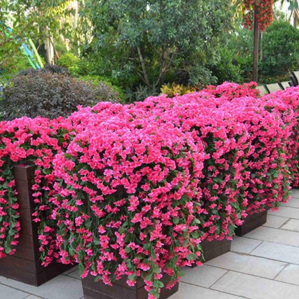 

imitation violet flowers, fake rattan artificial flower baskets for wall decoration, wedding, party supplies decorative flowers & wreaths