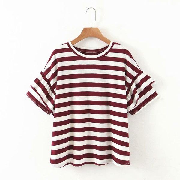 

women's tanks & camis xz - 2488, 2021 summer europe and the united states basic stripes short sleeve t-shirt girl, White