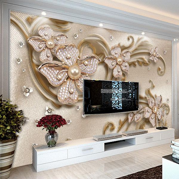

wallpapers custom 3d murals wallpaper modern simple jewelry flower tv background wall cloth living room el luxury decor papers roll