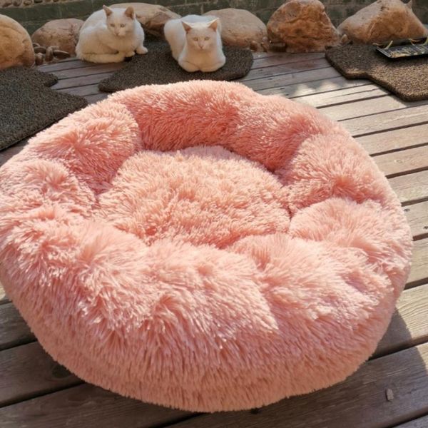 

kennels & pens long plush dounts dod bed cushion calming hondenmand pet kennel super soft fluffy comfortable for large cat dog house