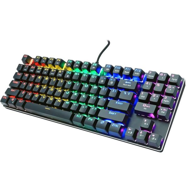 

gaming mechanical keyboard blue red switch usb rgb/mix backlit wired 87/104 anti-ghosting for game lappc russian us mouse combos