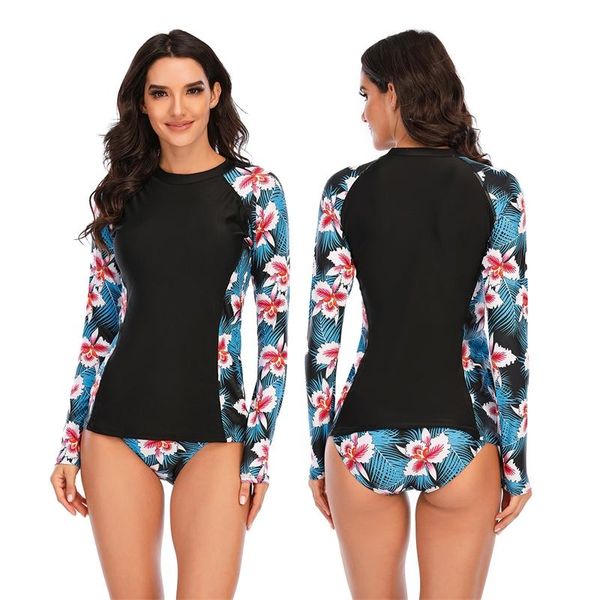 

women's swimwear split long sleeve surfsuit sunscreen female swimsuit spring diving suit oney 2216, White;black