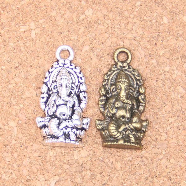 55 pcs Antique Prata Bronze Banhado Ganesha Elefante Buda Encantos Pingente DIY Colar Pulseira Bangle Acts 26 * 14mm