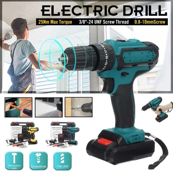 

professiona electric drills cordless drill screwdriver mini wireless power driver dc lithium-ion battery 3/8-inch 2 speed 25+3 torque with k